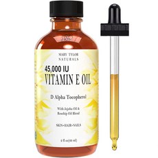 Mary Tylor Naturals Vitamin E Oil 2 oz — 45 000 IU D-Alpha Tocopherol — can be used for Face Skin Body Hair & Nails — DIY, 2 Fl Oz (Pack of 1), Orange