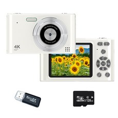 세계일주 사진용 4800W 레트로 미니 디지털 카메라 여행용 인생+128G메모리카드 YouTube용 16X 손떨림 방지