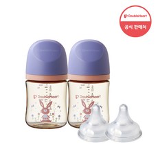 더블하트 모유실감 3세대 PPSU 디어프렌즈 트윈팩 160ml+젖꼭지(2입)