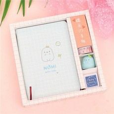 클릭커머스2 INS 무드 소녀마음 노트 스승의날 독창적 기프트 여학생 여자친구 트윈, 동그라미 도장 스탬프 블루