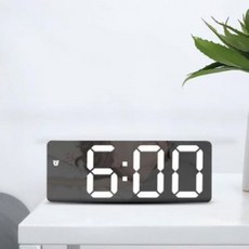 키밍 LED 미러 오피스 탁상 테이블 디지털 온도 알람 시계, 타입-4/사각형-화이트