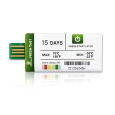 Freshliance USB 온도 데이터 로거 일회용 기록기 10팩(PDF 및 CSV 보고서 포함) 30000포인트 고정밀 커버 90일 콜드 체인 프레시 태그 1 새 버전, 1pack_15DAYS