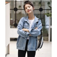 ANYOU 여성 빈티지워싱 청재킷 기본핏 데님자켓