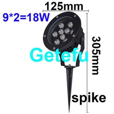 벽 조명 잔디 세척 스포트라이트 투광 조경 DC12V 뒤뜰 정원 나무 IP67 AC220V110V 야외 LED 비율 램프, 125mm 18W spike, yellow