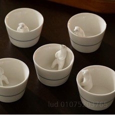 북극곰의 눈물 목욕하는북극곰 소주 사케 잔 45ml 2개
