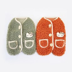 ENAYA [쇼핑하개] 깜찍한 뽀글이 양털 조끼 강아지 양털조끼 애견조끼 겨울 애견 강아지조끼 이나야 조끼, 오렌지