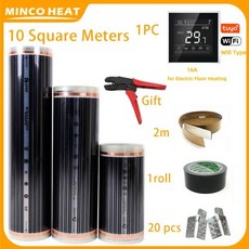 Minco 적외선 바닥 난방 필름 와이파이 온도조절기 설치 키트 포함 220W㎡ 50 cm 80cm 너비 10m2, 0 MK70 wifi kits