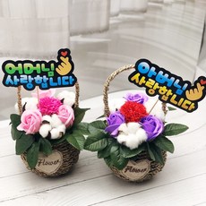 DH프리마 어버이날 카네이션 비누꽃 프리저브드 모카쁘띠바구니 용돈봉투 증정, 핑크-선생님사랑해요