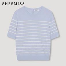 쉬즈미스 스트라이프 반팔 니트 탑 SSKPON21150 LL