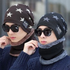 홈앤힐링 숏 등산 비니 겨울 대두 융털 니트 모자 가을 공용 세트 기모 한파 넥워머