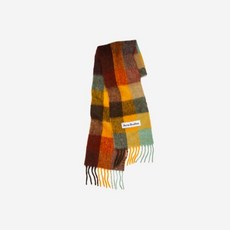 [정품] 아크네 스튜디오 모헤어 체크 스카프 체스트넛 브라운 옐로우 그린 Acne Studios Mohair Check Scarf Chestnut Brown Yellow Green