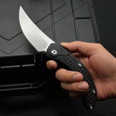  호신용 칼 마이크로 OTF 테크 나이프 브라키아 시리즈 M390 스틸 블레이드 5860HRC 경도 항공 알루미늄 손잡이 야외 자기 방어 포켓, 1.Black 
