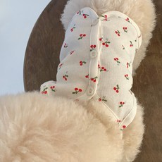 도그월드 여름 강아지옷 골지 체리 나시티 DW002