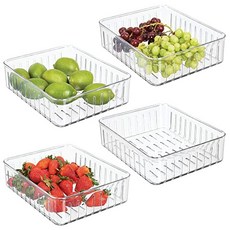 Plastic Kitchen Refrigerator Produce Storage Organizer Bin with Open Vents for Air Ci (11 x 9 x 3), 11 x 9 x 3