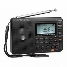 RETEKESS V115 라디오 휴대용 미니 단파 라디오 AM FM SW 고감도 포켓 디지털 풀밴드 라디오 다기능 충전식 테레오 스피커 레코더 지원 TF카드 디지털 튜너 및 프리
