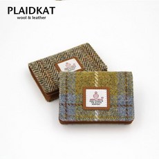Plaidkat 해리스트위드 영국 트위드 체크 소가죽 카드 명함지갑