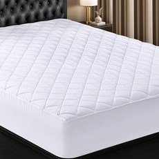 Utopia Bedding 퀼트 매트리스 패드캘리포니아 킹 신축성 있는 프로텍터 커버는 최대 40.6cm16인치 깊이까지 늘어납니다. 세탁기 세탁 가능한 토퍼
