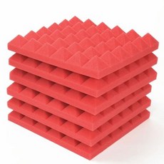 룸어쿠스틱 방음재 흡음재 1224Pcs 30x30x5cm 스튜디오 음향 패널 방음 처리 KTV 벽 폼 스폰지 패드 테이프, Red, Red+24Pcs with Tapes