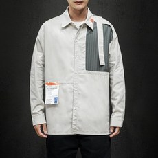 Nov.20 44번 가을 와펜 셔츠 코트 남성트렌드 캐주얼 빅 사이즈 와이드 긴팔 셔츠Z