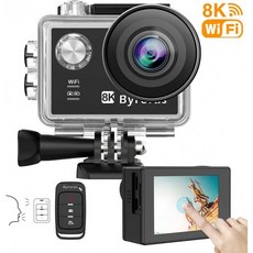 Byroras 8K/15fps 액션 캠 4K/60ps 카메라 20MP 액션 카메라 WiFi 2.0'터치 스크린 음성 명령 40m 울트라 HD 그랜드 라셔너 수, 단일옵션