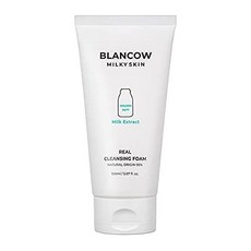 일본직발송 6. BLANCOW 블랑카우 밀키 스킨 리얼 클렌징 폼 150ML 촉촉한 약산성 농밀 거품 모공 케어 세, One Size, One Color, 1개