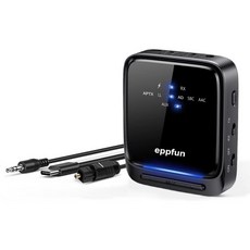 eppfun AK3046C 블루투스 5.2 송신기 수신기 Qualcomm aptX Adaptive HD LL TV PC 홈 스테레오 시스템용 3.5mm AUX의 듀얼 커넥션 무, Gray, Gray