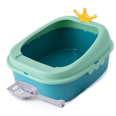 고양이 애완 동물 화장실 플라스틱 청소 개 집 애완 동물 공급 경량 애완 동물 산산조각 방지 균열 방지 안티 깨는 고양이 쓰레기 상자, 작은 크기, 협력사, 스타일 1 그린, 1개