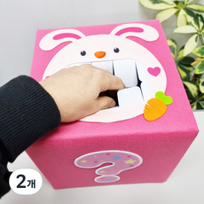 토끼 궁금이 상자 재료모음(20cm 정육면체 인쇄펠트), 2개