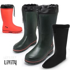 LIVITY 초경량 카프형 기모 탈부착 방한버선 장화 RB421 남자장화 방한장화