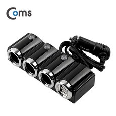 컴스 차량용 시가소켓 3구 USB 2포트 충전기 ITB763, 혼합색상, 1개
