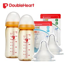 더블하트 트윈팩 신모유실감 젖꼭지 240ml, 트윈팩 240ml+젖꼭지L