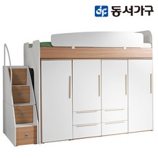동서가구 컨셉트MU-E128 수납형계단 벙커침대 옷장4세트 DF626520, 오크