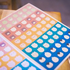 후아미 동물 레모나 스티커 A4 1장 70칸 포토스티커, 흰색모조지, 1개