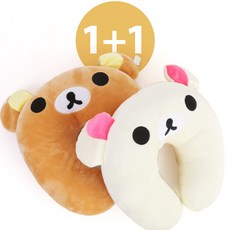 이디오 1+1 짝꿍 캐릭터 목쿠션, 브라운베어+크림베어