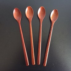 옻칠 나무 티스푼세트 (1set/4개), 타원형 롱 티스푼, 1set
