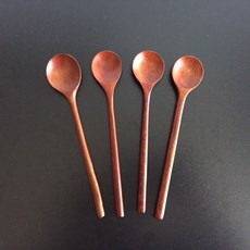옻칠 나무 티스푼세트 (1set/4개), 원형 티스푼, 1set