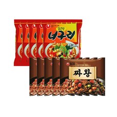 농심 짜왕 5개 + 농심 너구리 얼큰한맛 5개, 134g, 1개