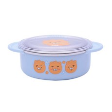 카카오프렌즈 리틀프렌즈 안전핸들 논슬립 뚜껑 스텐 대접, 리틀 라이언, 1개