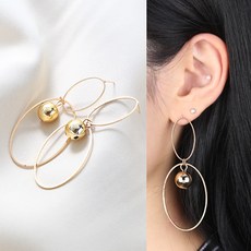 kirakirashop 로맨틱 골드 더블 링 귀걸이