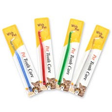 펫투스케어 칫솔 색상임의 (강아지 고양이용) 4개세트, 4개