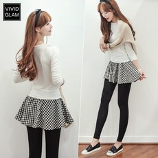 비비드글램 블릭 체크 플레어 치마레깅스_009
