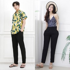 9부일자 냉장고바지 블랙