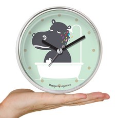 에이플 애니멀 방수 욕실시계 흡착시계, 1개, 하마