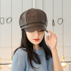 이스트무브 헌팅캡 여성모자 사계절 가죽 팔각모 소프트 레더 (4컬러)