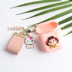 스마트커버 우주비행사 에어팟 키링, 핑크고양이 에어팟 키링
