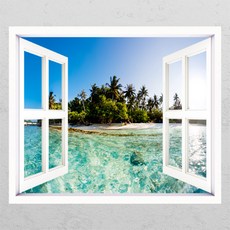 뮤럴벽지창문모양