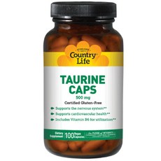 컨트리라이프 타우린 500mg 비건 캡슐 글루텐 프리 무설탕, 100개입, 1개