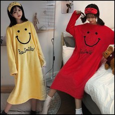 세컨핑크 빅스마일 오버사이즈 수면 롱원피스 파자마 잠옷 산모가능 77~88 수면잠옷