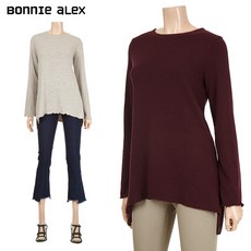 보니알렉스 (보니알렉스) 라운드넥 배색 긴팔 니트 티셔츠 (BDTZ504A) 긴소매
