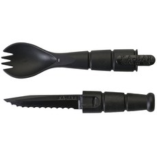Ka-Bar 택티컬 스푼 포크 칼 툴 커트러리 세트, Black, 1개